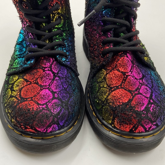 Dr Martens 1460 Pascal Glitter Kids Size US 13 Rainbow Ankle Boots - Picture 3 of 12